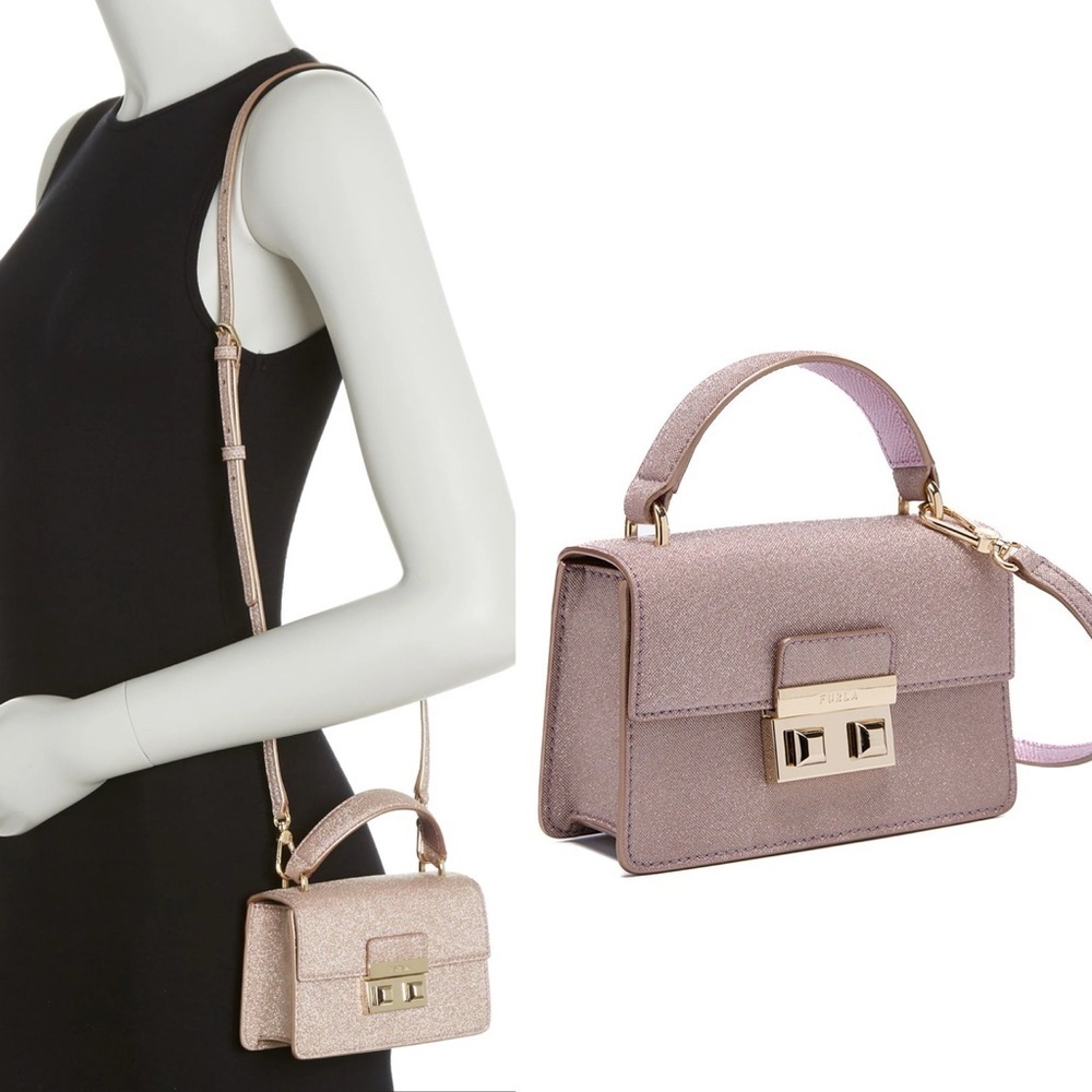 NWT FURLA Bella Mini Top Handle Crossbody Bag in Moonstone